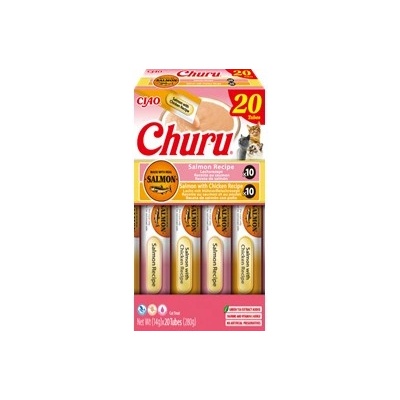 INABA Churu - микс от лакомства за котки с вкус на сьомга и сьомга с пилешко месо, 20 x 14 г