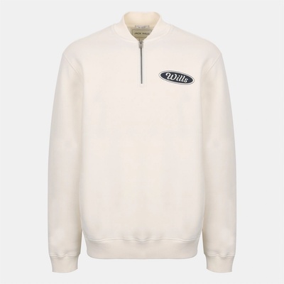 Jack Wills Men's Americano Cotton Long Sleeve Oversized Fit 1/4 Zip Fleece - Bone White