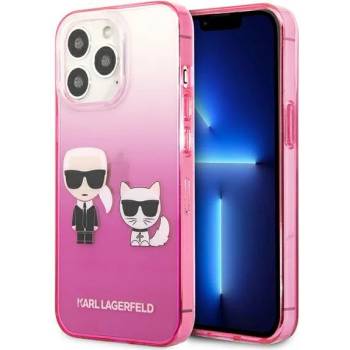 KARL LAGERFELD Кейс Karl Lagerfeld KLHCP13LTGKCP за iPhone 13 Pro / 13 6.1 "", твърд, розов, Gradient Iconic Karl and Choupette (KF000999-0)