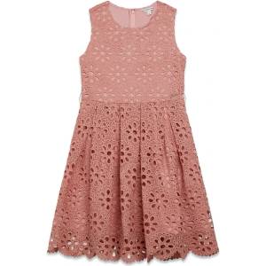 Guess Рокля с перфорирани цветя за момиче в цвят сьомга Guess