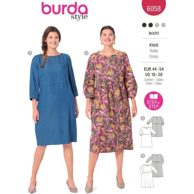 Střih Burda 6058, návod k šití: šaty pro plnoštíhlé – Hledejceny.cz