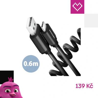 Axagon BUCM-AM10TB twister USB-C USB-A, 0,6m, černý