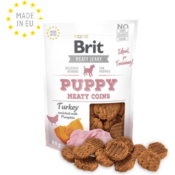 Brit Jerky Snack - Turkey Meaty coins for Puppies - лакомство за малки кученца с пуешко 80гр