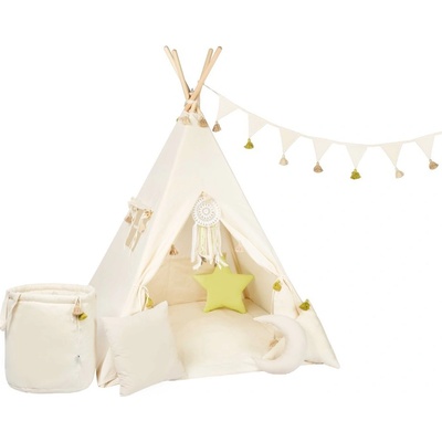 ELIS DESIGN luxury Set teepee stan Krémový se střapci