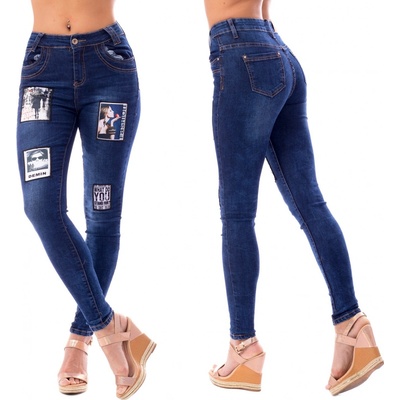 V&V dámské jeans s nášivkami Fashion