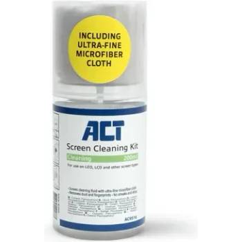 Image 1 of ACT Спрей за почистване на екрани с микрофибърна кърпа, 200мл (ac9516)