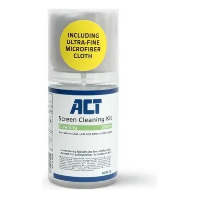ACT Спрей за почистване на екрани с микрофибърна кърпа, 200мл (ac9516)