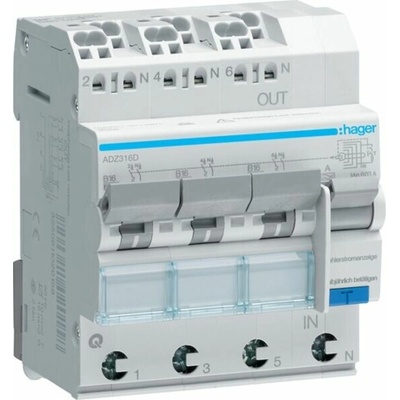 Hager 3x1P+N 16A B 0,03A A ADZ316D