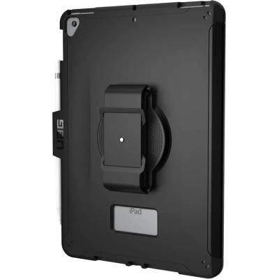 Urban Armor Gear Gear Scout Handstrap Case - удароустойчив хибриден кейс от най-висок клас за iPad 7 (2019), iPad 8 (2020) (черен)