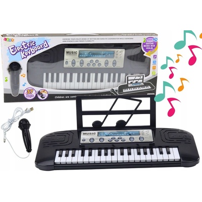 LEAN Toys Dětské elektrické piano stojan s mikrofonem černá barva