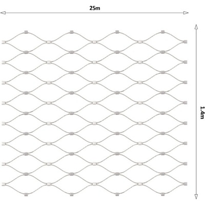 Lanková sieť, 1,4 x 25 m, oko 60 x 104 mm, ø 2 mm, AISI 316
