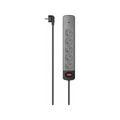 Hama ANTI-SURGE STRIP 5GN SCHUKO, BLACK-GREY 1.5M, 3680W, 18.000A