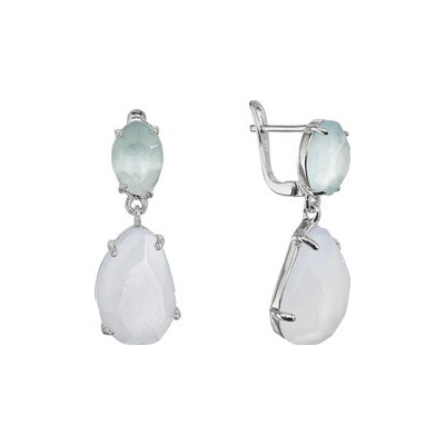 Evolution Group Cz Stříbrné náušnice s akvamarínem a chalcedonem 11740.3