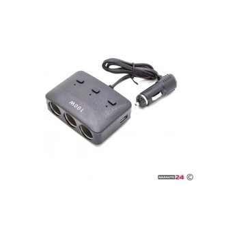 Paolo Разклонител за запалка 3-ка + 2 usb 1636