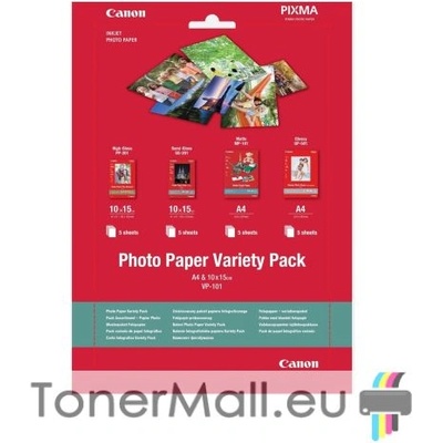 Фотохартия Canon Photo Paper Variety Pack VP-101, A4 + 10x15cm, 20 sheets, 0775B079AA