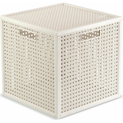 Curver Krémovobiely úložný box s vekom z recyklovaného plastu 28 x 28 x 28 cm Kaya Cube