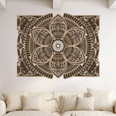 dřevo života 6 vrstvá dřevěné mandala TVOŘIVOSTI Rozměry (cm): 120x96, Zvolte barvu dekoru: Dub sunoma-Ořech-Wenge