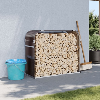 vidaXL Поставка за дърва, кафяв, 120x45x100 см, поцинкована стомана (364573)