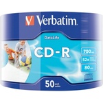Verbatim CD-R (50 опаковка) Шпиндел/Допълнителна защита Datalife Inkjet Printable Wrap /52x/700MB WRAP (43794)