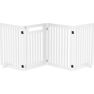 Pawhut Zábrana pro psy čtyřdílná dřevěná skládací 60-240 x 81 cm bílá