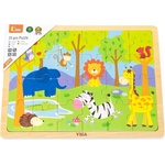 Viga Toys Дървен пъзел Viga - Сафари, 24 части (50198) - ozone