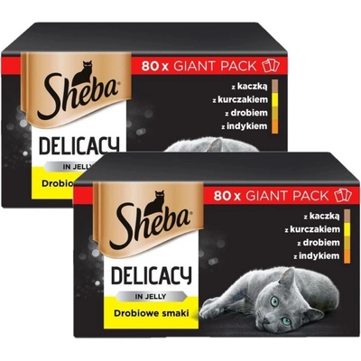 SHEBA Delicacy v želé s kačacinou s kuracím mäsom s hydinou s morčacím mäsom 80 x 85 g