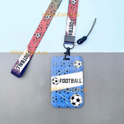 Šňůrka na krk 22503 s cedulkou modrá Fotbal