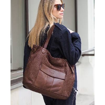 Mazzini Marco Hnedá veľká pletená shopper kabelka