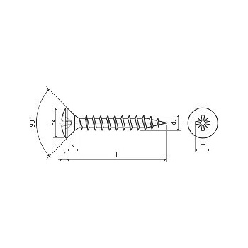 Vrut šošovková hlava pozidriv 3x15 zinok biely
