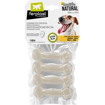 Ferplast GoodBite Natural Chicken Bone XS - Лакомство за кучета - кокал за дъвчене от царевично нишесте с вкус на пиле, 8, 2 x 2, 6 x h 1, 2, 15 гр. х пакет