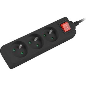 Lanberg power strip 3m, 3 sockets, french with circuit breaker quality-grade copper cable, black (PS1-03E-0300-BK)