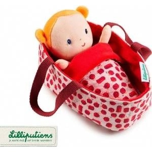 Lilliputiens Dzidzius in Basket with Aghate Clothes and Blanket