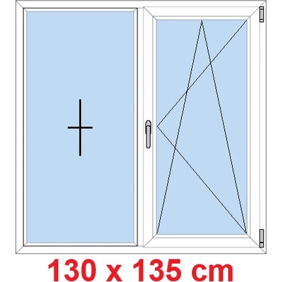 Soft Dvoukřídlé plastové okno 130x135 cm FIX+OS Bílá