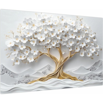 Obraz - 3D elegantní strom života plný květů, jednodílný 90x60 cm