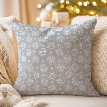 Biante Saténová LUP-504 Snehové vločky na striebornom 60 x 60 cm