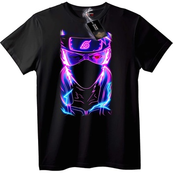 NOONEBRAND Тениска с неонов аниме нинджа - 2XL, Black