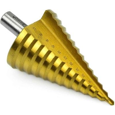 Vrták stupňovitý 4-52 mm do plechu, krok 4mm, TiN, GEKO