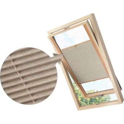 ZEBRA-SHOP Zastiňující roleta PLISSÉ PRO STŘEŠNÍ OKNO / LNĚNO-BÉŽOVÝ MELÍR / PD303 VELUX, FK06, borovice