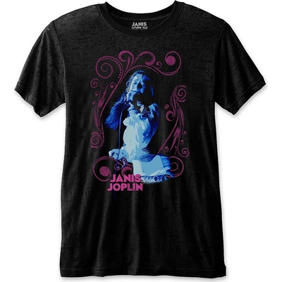 Janis Joplin tričko Floral Frame čierne