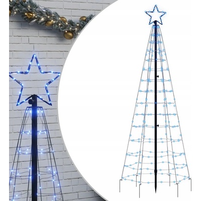 VidaXL Vianočný stromček s lampičkami, s kolíkmi, 220 farebných LED, 180 cm