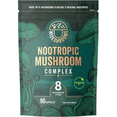 Wiseshrooms Nootropic Mushroom Complex | with 8 Types of Mushrooms [90 Таблетки]