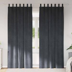 Pure Line Home Кадифени завеси в цвят стоманеносив с текстилни гайки (уши), 2 бр. , 140 x 225 см