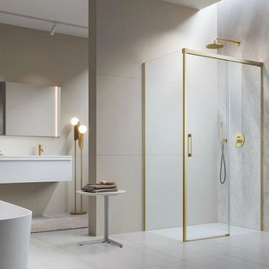 Radaway Правоъгълна душ кабина с плъзгаща се врата Radaway Idea KDJ 110x70 см, матирано златисто-прозрачно покритие, дясна (387041-99-01R+387048-99-01L)