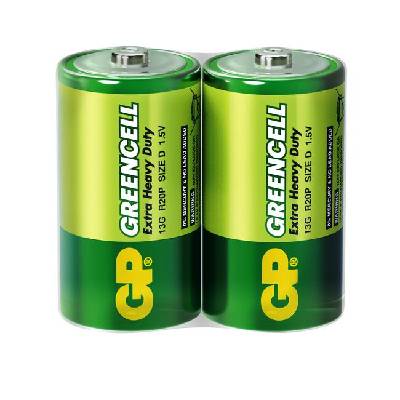 Цинк карбонова батерия GP Greencell 13G-S2, R20, 2 бр. в опаковка / shrink, 1.5V (GP-BM-13G-S2)