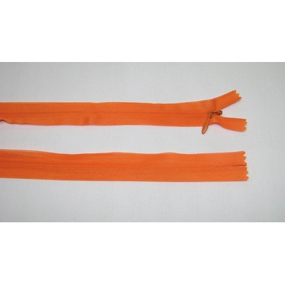 Zips krytý 3mm oranžový nedeliteľný 55cm dederon