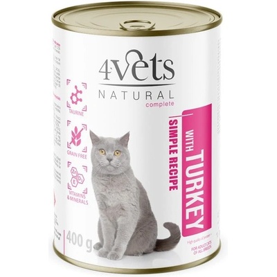 4Vets NATURAL 4Vets Cat Natural Simple Recipe with Turkey 400 г