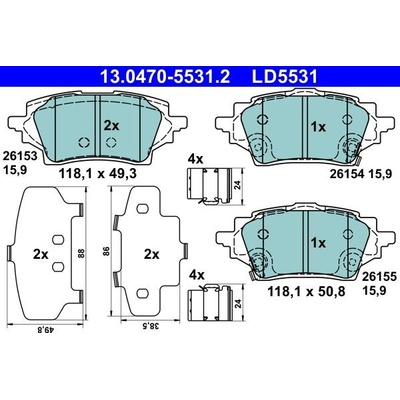 Sada brzdových platničiek kotúčovej brzdy ATE Ceramic 13.0470-5531.2