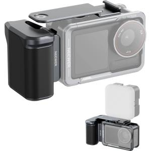 Neewer AC034 Side Handle for AC014 Cage Compatible with DJI Osmo Action 5 Pro/4/3, Modular Magnetic Quick Release Action Camera Adapter with Handle and Cold Shoe Shutter Extender Bar, Dark Gray