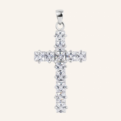SilveAmo Stříbrný přívěsek křížek se zirkony Crystal Cross P2F.4042