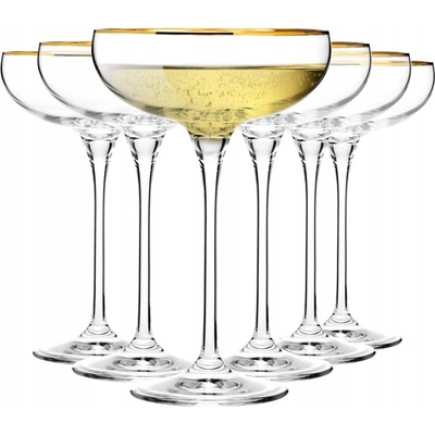 Krosno Skleničky na šampaňské Harmony GOLD se zlatým proužkem 6 x 280 ml